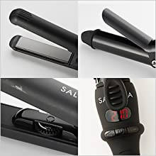 Salonia SL-010SB Mini Ceramic Straight Hair Iron – Max 210 ℃ - With Heat Resistant Pouch – Black