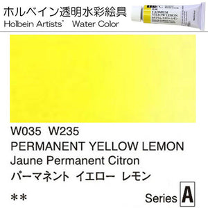 Holbein Artists' Watercolor – Permanent Yellow Lemon Color – 2 Tube Value Pack (60ml Each Tube) – WW035