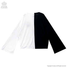 Load image into Gallery viewer, LISTEN FLAVOR Planet of the Heart Bell Sleeve Short Cardigan – One Size – Black &amp; White