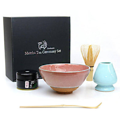 Houkouen Matcha Tea Ceremony 6-Piece Set – Red Sakura Tenmoku Chawan (Tea Bowl)