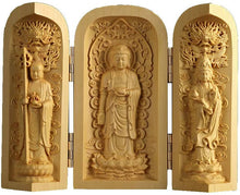 Load image into Gallery viewer, Shaka Nyorai, Jizo Bodhisattva, Kannon Bodhisattva Boxwood Buddha Statue – Height 10cm, Diameter 5cm