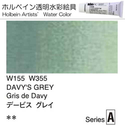 Holbein Artists' Watercolor – Davy’s Grey Color – 2 Tube Value Pack (60ml Each Tube) – WW155