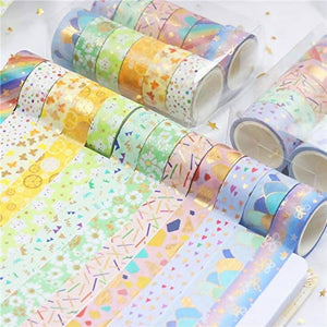 YUBBAEX Colorful Kawaii Washi Masking Tape – 12 Rolls x 15mm Width – Variety of Designs