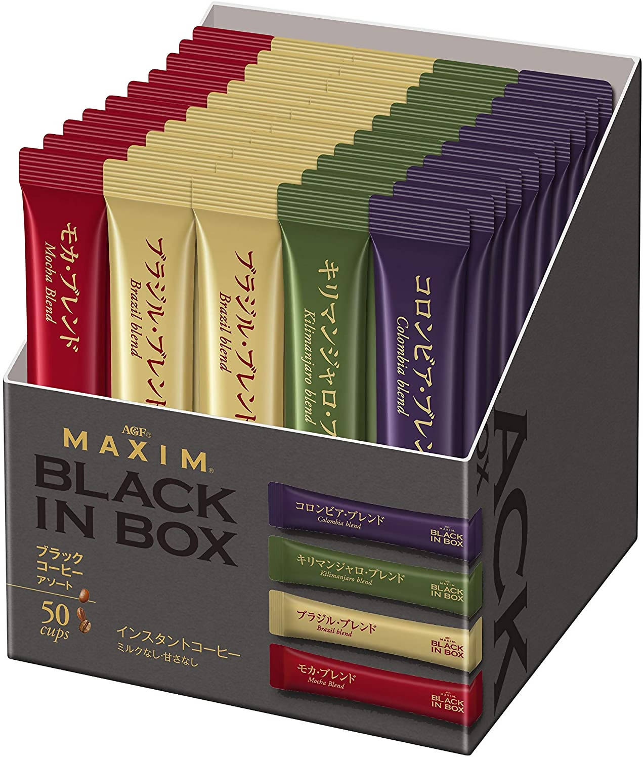 AGF Maxim Black Instant Coffee Stick Box – 50 Assorted Sticks