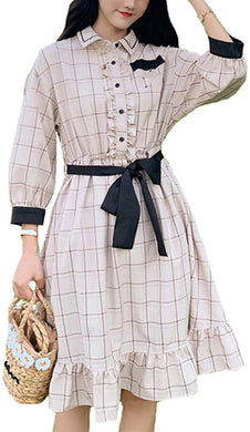 Atopddan Ladies’ One-Piece Vintage-Style Summer Dress – Frills & Waist Ribbon