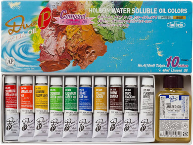 Holbein Duo Aqua Oil Paint P Compact Set – 10 Colors & Linseed Oil – 10ml Tubes – DU949 (No. 4) 023949