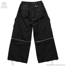Load image into Gallery viewer, LISTEN FLAVOR Cargo Pants with Suspender Straps – Removable Bottoms – One Size – Black