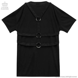 LISTEN FLAVOR Trauma Double Belt and Paint-Style Logo Long Shirt - Straight Outta Harajuku