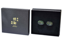 Load image into Gallery viewer, Shell Lacquer (Raden) Cufflinks – Cloisonné Medium – Green
