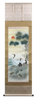 Traditional Japanese Hanging Scroll Set with Pine, Bamboo, Plum, Crane, and Turtle - Kosen