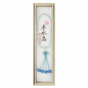 Kyoto Natural Crystal Women’s Prayer Beads with Riku Bonten Flower Knot – Light Indigo