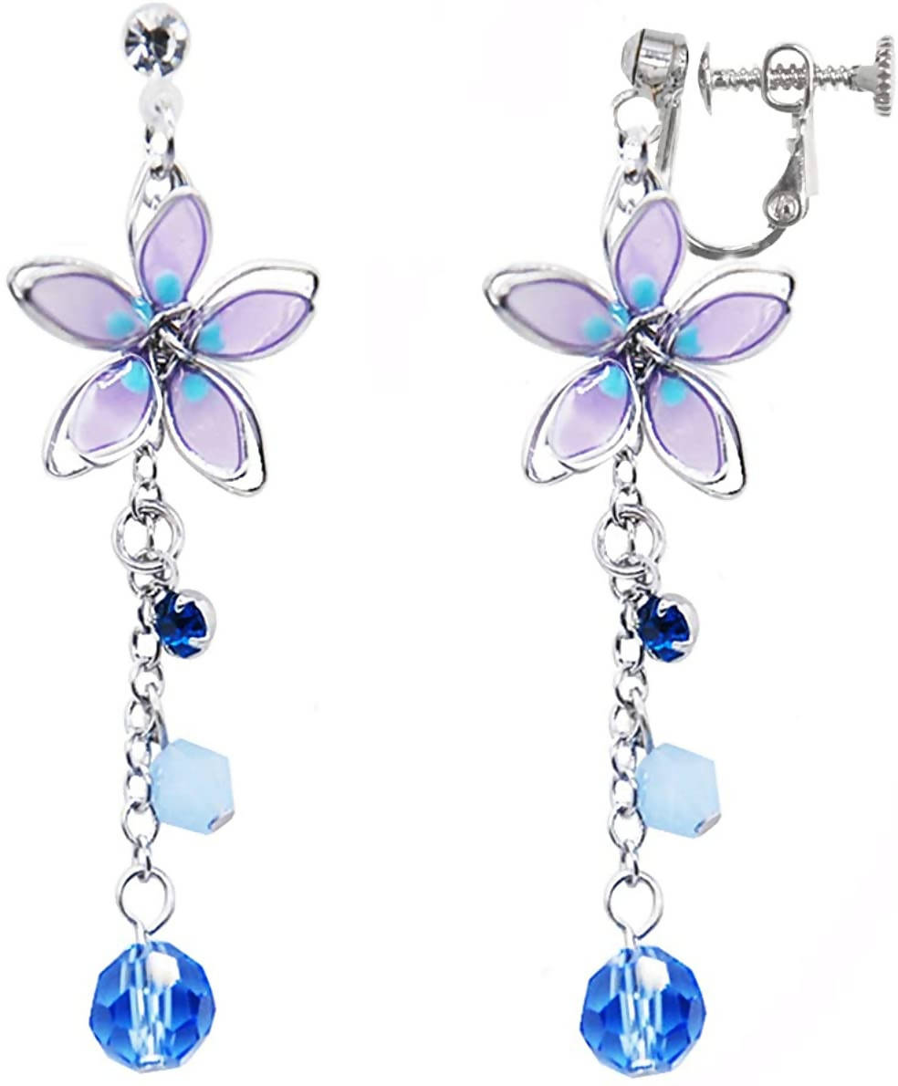ONNFMH Kawaii Sakura Earrings – Blue – Pierced – Popular in Japan