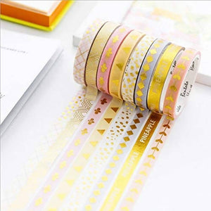 YUBBAEX Kawaii Gold Pattern Washi Masking Tape – 16 Rolls – Variety of Designs