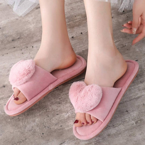 Japanese Style Women’s Room Slippers – Pink Heart Design – Anti-Slip