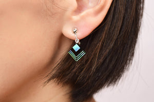 Shell Lacquer (Raden) Earrings – Akari Small – Green