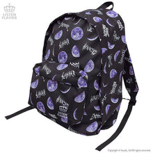 Load image into Gallery viewer, LISTEN FLAVOR Metal Moon Pattern Backpack – Black – Straight Outta Harajuku
