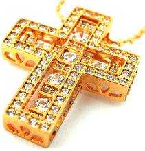 Load image into Gallery viewer, BLACK DIA Unisex Japanese Cross Necklace – Double Crosses – 18K Gold Plated