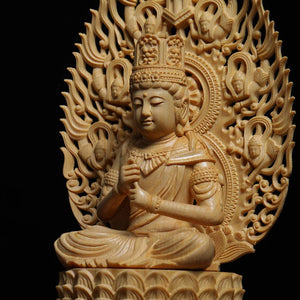 Fanlou Dainichi Nyorai Shingon Buddha Statue – Hand-Carved from Cypress Wood