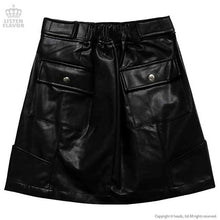 Load image into Gallery viewer, LISTEN FLAVOR Holographic Leather Trapezoidal Skirt – One Size – Black
