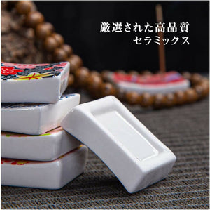Japanese Ceramic Incense Holder Set - 6 Rectangular Burners for Relaxing Aromatherapy
