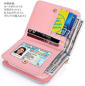 DAMILY Kawaii Pastel Blue & Pink Ladies’ Mini Wallet