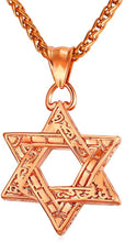 Load image into Gallery viewer, U7 Japanese-Brand Star of David Men’s Necklace - Stainless Steel Pink Gold Color Arabesque Design