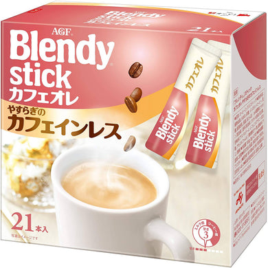 Blendy Stick Cafe au Lait Yasuragi – Caffeine-Free – 21 Sticks x 4 Boxes – Value Pack