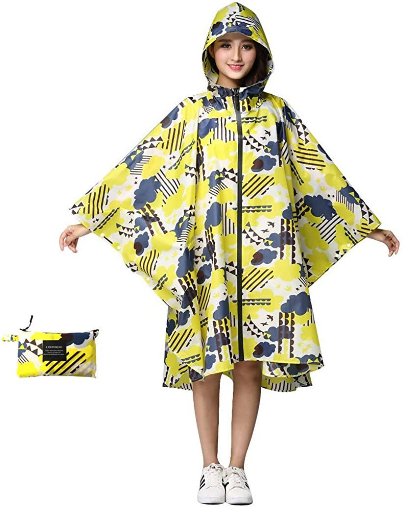 COLOR SHOP Kawaii Women’s Rain Poncho – Yellow