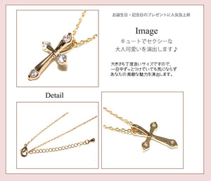 MIAOMYAO Gold-Plated Zirconia Ladies Cross Necklace