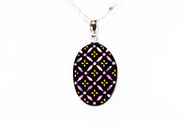 Shell Lacquer (Raden) Necklace - Cloisonne Hanabishi Small – Pink