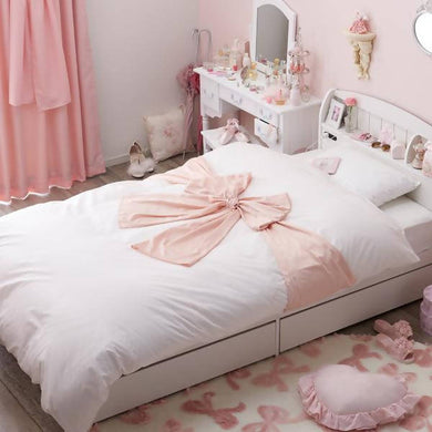 Romantic Princess (Romapri) Ribbon Comforter Cover – Single Bed Size – Pure White