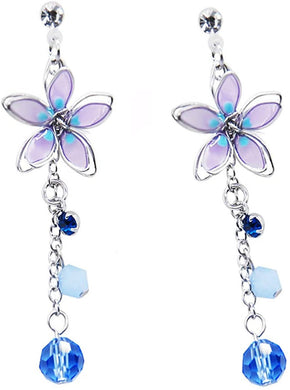ONNFMH Kawaii Sakura Earrings – Blue – Clip On – Popular in Japan