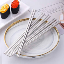 Load image into Gallery viewer, BUYER STAR Stainless Steel Japanese Chopsticks – Silver Color – Set of 5 – 23cm