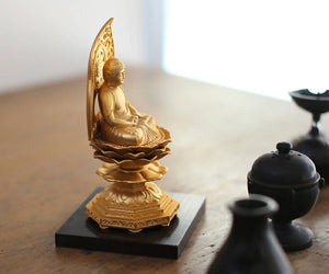 Takaoka Gold-Plated Buddha Statue – Amida Nyorai – 15 cm