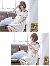 Load image into Gallery viewer, CANDY GIRL Mori Girl Cat One Piece – White Short Sleeve – Sailor Collar – Knee Length