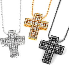 Load image into Gallery viewer, BLACK DIA Unisex Japanese Cross Necklace – Double Crosses – Black Color